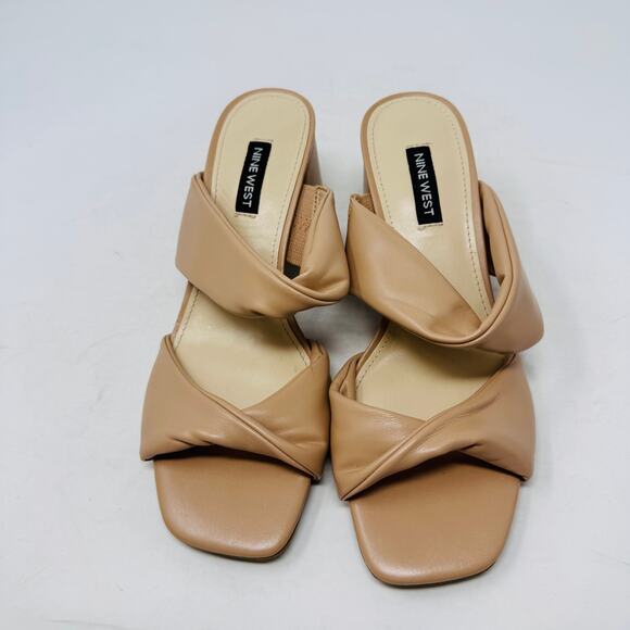Nine West Nude Block Heel Knotted Sandals Size 7M - Picture 1 of 11